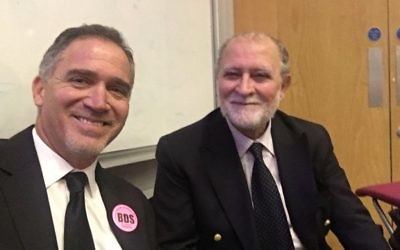 Miko Peled (left) and Azzam Tamimi (right) at UCL in 2017. Both spoke at Labour conference in 2019 
Credit: Azzam Tamimi on Twitter