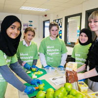 Muslim and Jewish pupils from JCOSS and Lady Nafisa schools cooking for the homeless for charity Sufra - picture by Yakir Zur