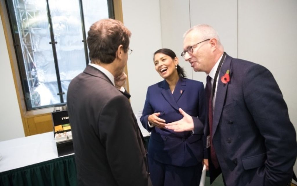 Priti Patel with Stuart Polak at the Jewish News-BICOM policy conference.  Photo credit: Marc Morris Photography