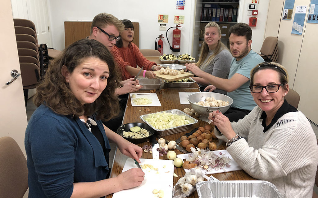 Rabbis Sandra Kviat, Charley Baginsky and Leah Jordan and the Liberal Judaism staff team cooked lunch for the vulnerable young people helped at New Horizons Court in Kings Cross
