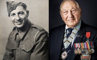 Normandy veteran Mervyn Kersh pictured during the war and today