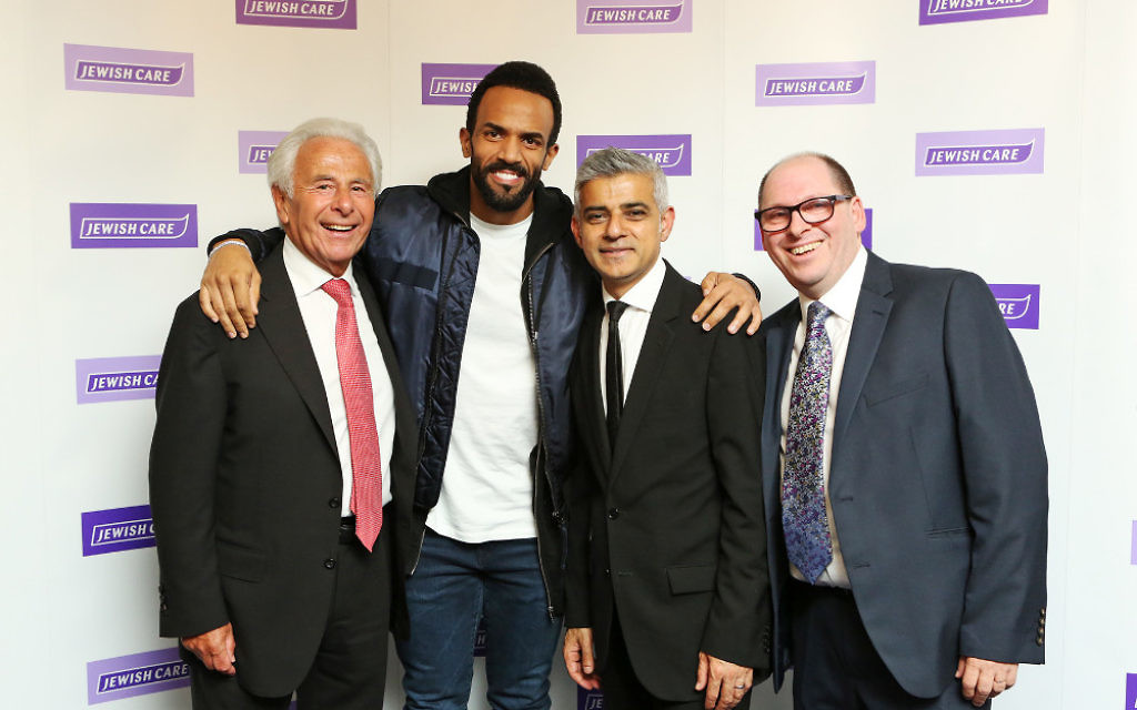Lord Levy, musician Craig David, London Mayor Sadiq Khan and Simon Morris, at a Jewish Care annual dinner.