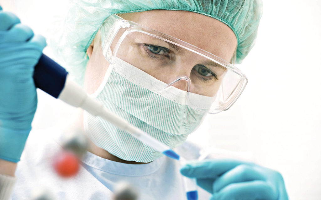 Working at the laboratory