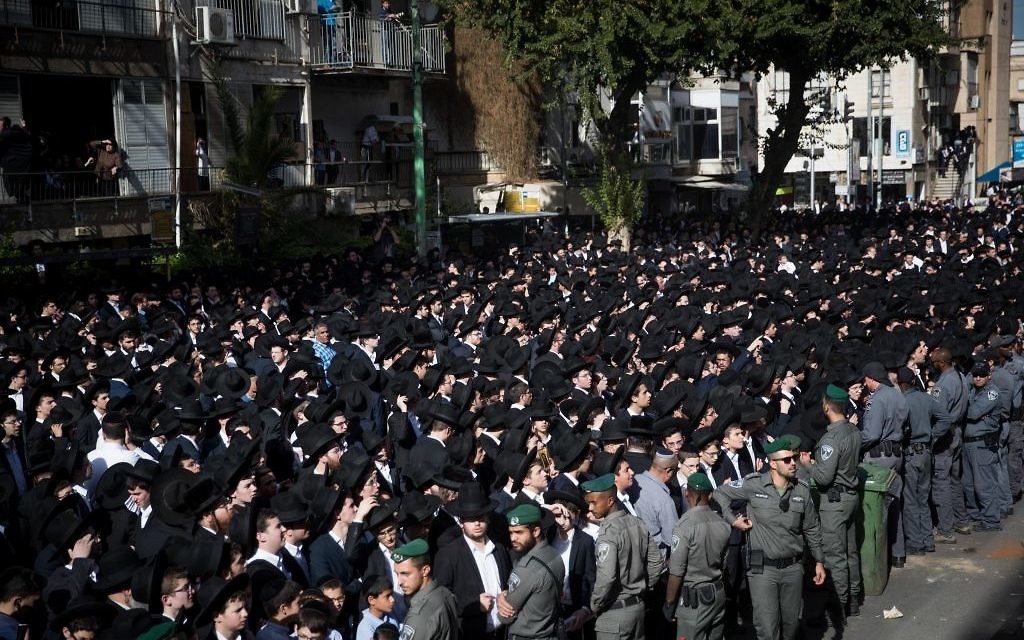 Thousands of followers of Rabbi Aharon Leib Shteinman attend his funeral in the Ultra Orthodox city of Bnei Brak, on December 12, 2017. Rabbi Aharon Leib Shteinman passed away earlier this morning at the age of 104. Photo by: JINIPIX Thousands of followers of Rabbi Aharon Leib Shteinman attend his funeral in the Ultra Orthodox city of Bnei Brak, on December 12, 2017. Rabbi Aharon Leib Shteinman passed away earlier this morning at the age of 104. Photo by: JINIPIX