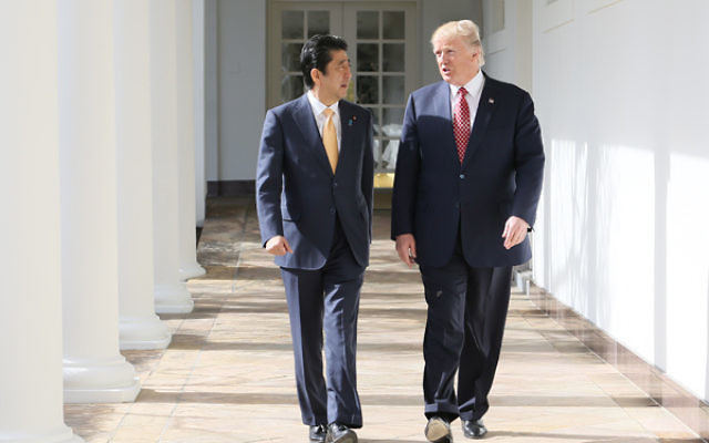 Abe and U.S. President Donald Trump in February 2017