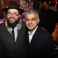 Chanukah in the Square: London Mayor Sadiq Khan (right) with a Chabad rabbi 

Credit: Marc Morris Photography