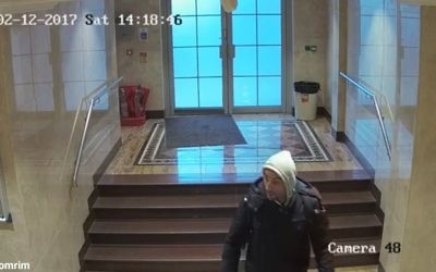 CCTV footage shows Mark Zahra inside the synagogue, an act for which he's now been jailed. (Credit: @Shomrim on Twitter)