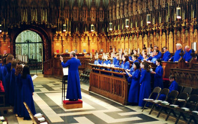 A choir singing choral evensong in York Minster