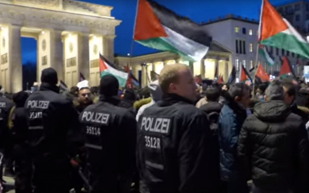 Police on patrol at a previous pro-Palestinian protest in Germany