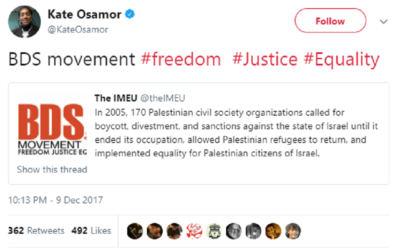 Controversial tweet sent by Kate Osamor