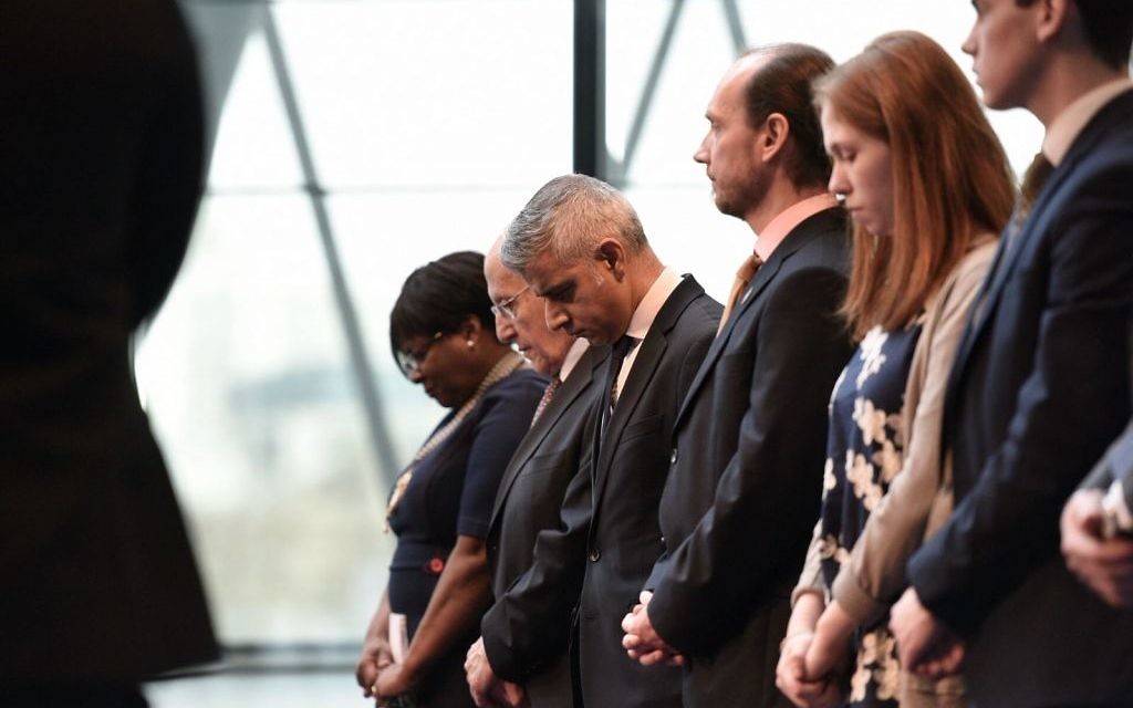 A minute silence at the Holocaust Memorial Day event at City Hall