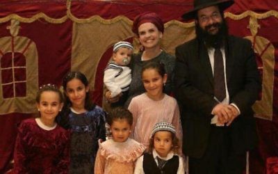 Rabbi Raziel Shevach, right, shown with his family, was killed in a shooting near Nablus in the northern West Bank. (Facebook via JTA)