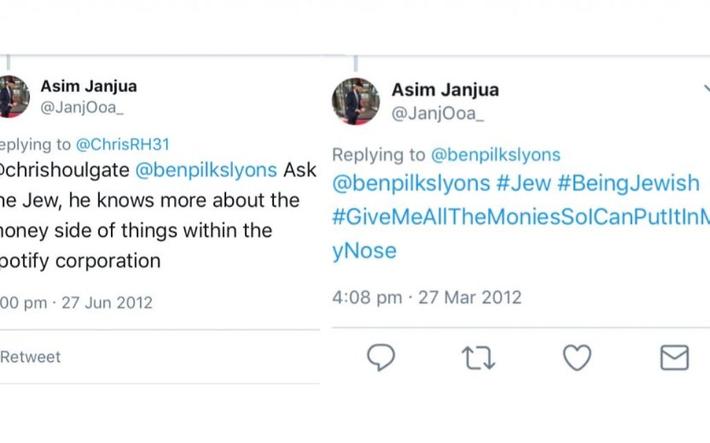 Asim Janjua's offensive Tweets which he has apologised for