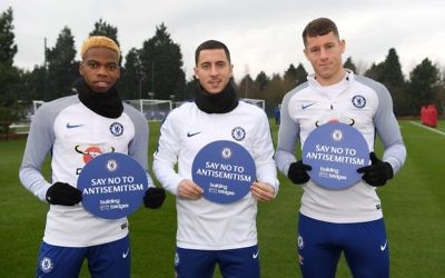 L-R Charley Musonda, Eden Hazard and Ross Barkley have given their backing to Chelsea's new campaign against tackling anti-Semitism