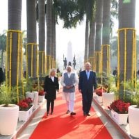 Benjamin and Sara Netanyahu in India with prime minister  Narendra Modi
