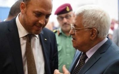 Husam Zomlot with Mahmoud Abbas, PA president