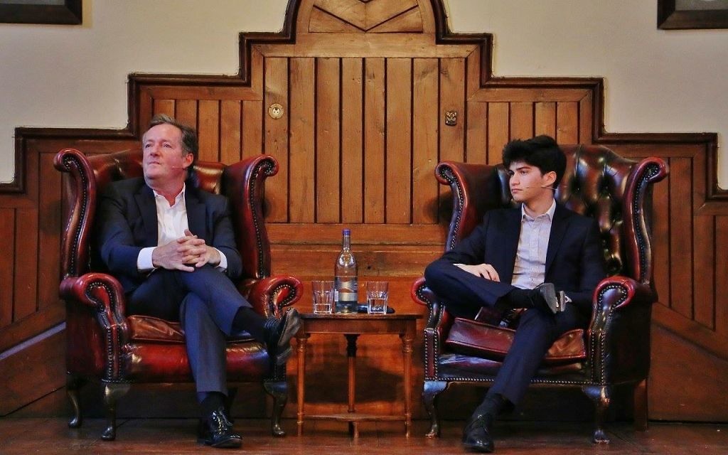 Jonah Surkes (right) with Piers Morgan