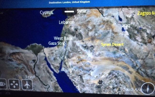 Picture of the in-flight map taken by Daniel Kosky