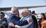 Benjamin Netanyahu is greeted by his Indian counterpart Narendra Modi