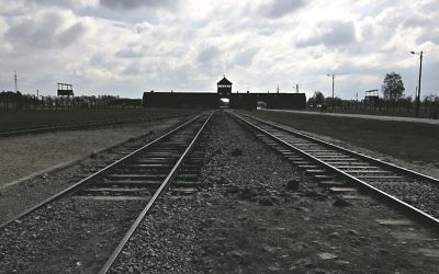 The railway tracks at Auschwitz-Birkenau, located in modern day Poland.