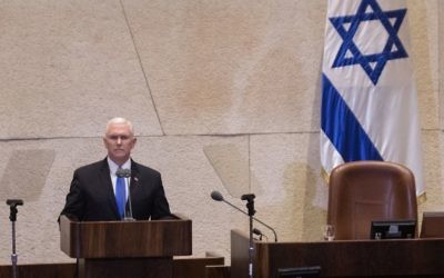 Mike Pence speaking in the Knesset