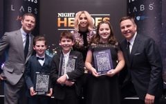 L-R: Dermot O'Leary, Rio Wolf, Zak Cohen, Stacey Solomon, Lucy Ronson Allalouf, David Walliams