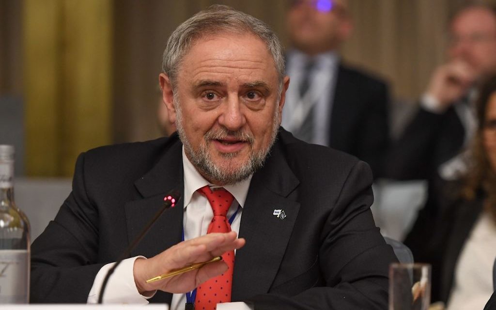 WJC former CEO Robert Singer speaking at the International Conference on Antisemitism in Rome on January 29, 2018.

Credit: Shahar Azran