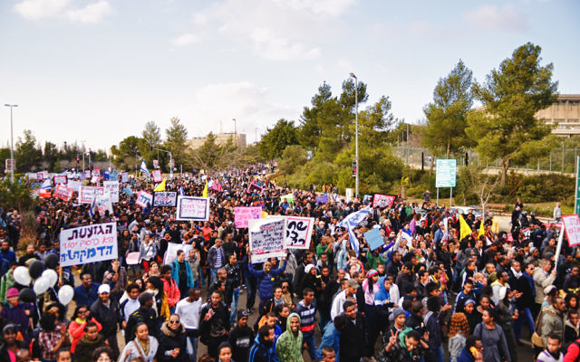 Israeli Ethiopians protest against racism in Jerusalem in 2012. Many who are still in Ethiopia want to be reunited with their families