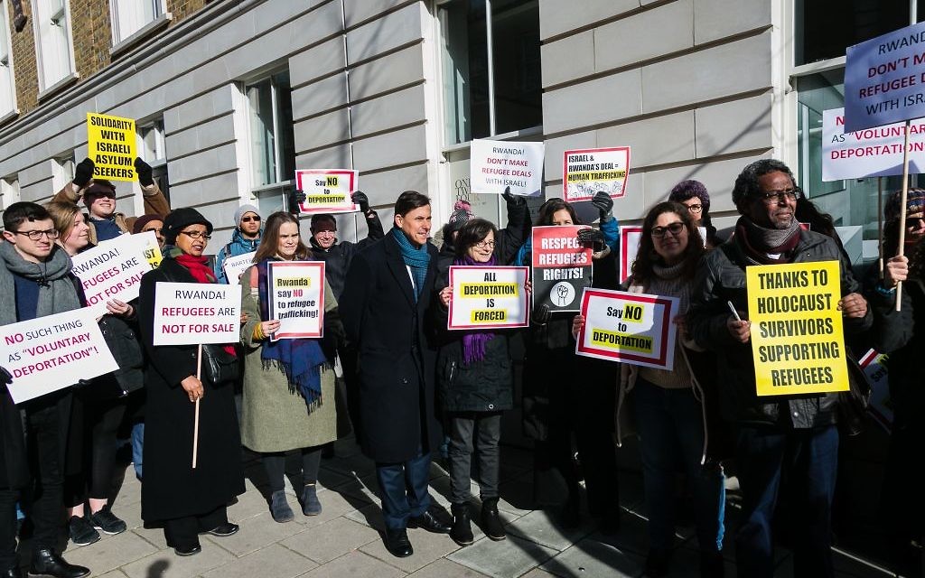 Demonstrators gather outside the Rwandan Embassy in London against Israel's contoversial deportation of African asylum seekers
Credit: Yakir Zur Demonstrators gather outside the Rwandan Embassy in London against Israel's contoversial deportation of African asylum seekers
Credit: Yakir Zur
