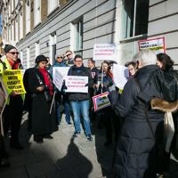 Demonstrators gather outside the Rwandan Embassy in London against Israel's contoversial deportation of African asylum seekers 

Credit: Yakir Zur