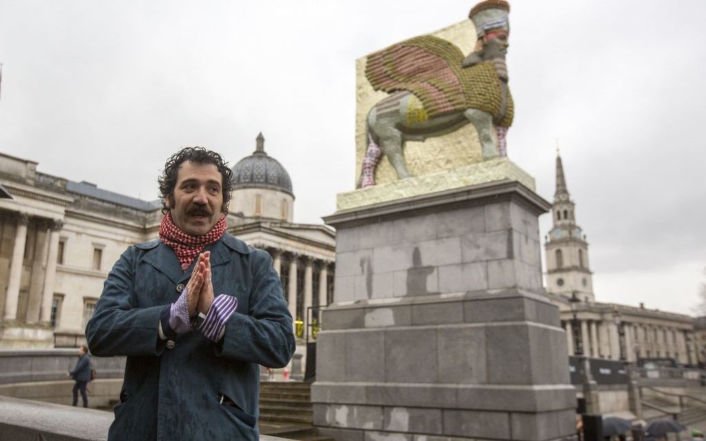 Artist Michael Rakowitz  at the unveiling of the new commission for Trafalgar Square's fourth plinth, Rakowitz's 'The Invisible Enemy Should Not Exist'. 

Photo credit: Rick Findler/PA Wire
