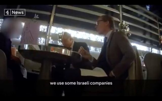 Screenshot from Channel 4's expose of Cambridge Analytica, where boss Alexander Nix speaks about using Israeli firms