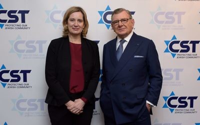L-R at the CST annual dinner: Home Secretary Amber Rudd and Gerald Ronson, chair of the CST