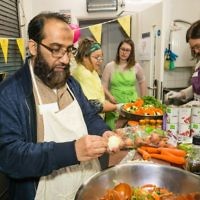 Imam Hafiz Waseem was part of the Jewish_Muslim group cooking at Ashford Place - photo by Yakir Zur