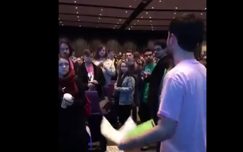 Gabe Milne takes to the NUS floor to make his speech on anti-Semitism