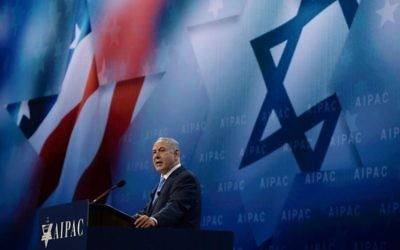 Israeli Prime Minister Benjamin Netanyahu addresses AIPAC 2018