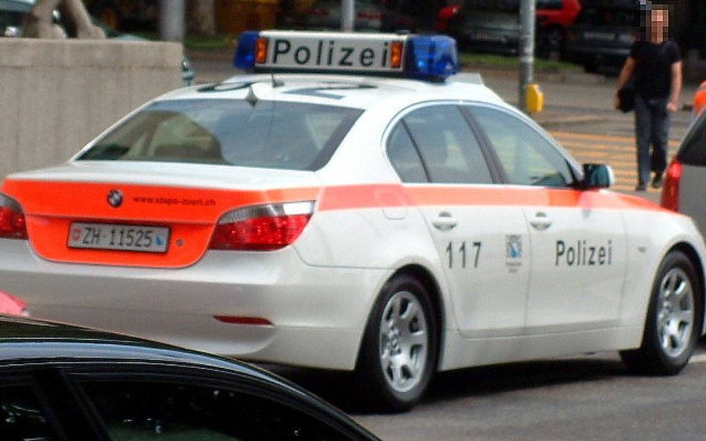 A police car in Zurch, Switzerland