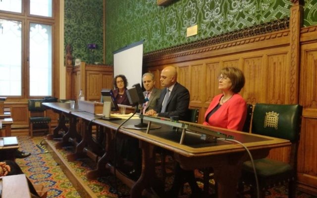 Sajid Javid (second right) speaking at the AJC event in parliament