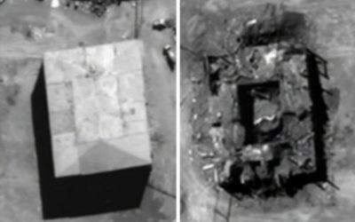 Before and after photo of the alleged nuclear reactor. Photo released by the U.S. government