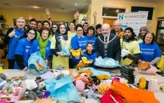 The Mayor of Barnet Brian Salinger and Mitzvah Day Executive Director Dan Rickman joined Norwood service users to pack for Sufra NW