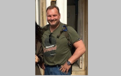 Jürgen-Michael Kleppich in a shirt with the name of a Nazi tank division. (Twitter)