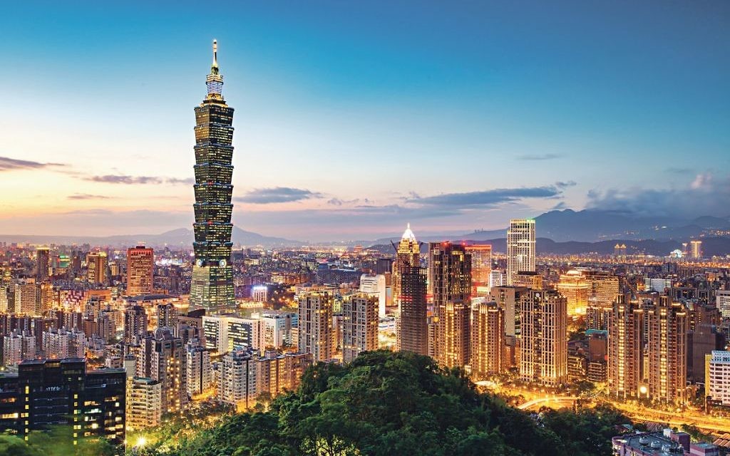 Soaring skyline, framed by the Taipei 101 skyscraper