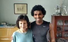 Eritrean refugee Yemane, 20, with host Sara Mohr at her home in Finchley
