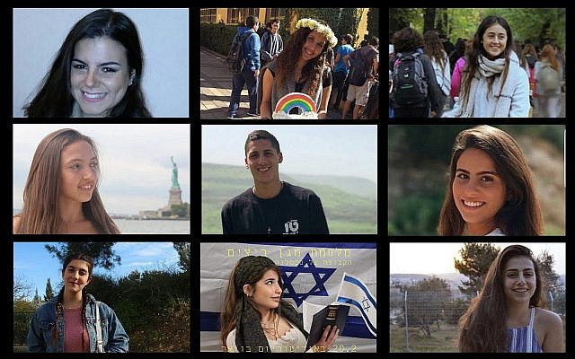 A composite photo of victims of a flash flood in southern Israel on April 27, 2018. Ilan Bar Shalom (TL), Shani Shamir (TC), Agam Levy (TR), Romi Cohen (ML), Tzur Alfi (MC), Ella Or (MR), Gali Balali (BL), Maayan Barhum (BC), Yael Sadan (BR) (Facebook/courtesy - via Times of Israel)