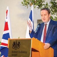 British Ambassador David Quarrey speaking at the Aliyah 100 event 

Photo by Yossi Zeligar/Nikoart