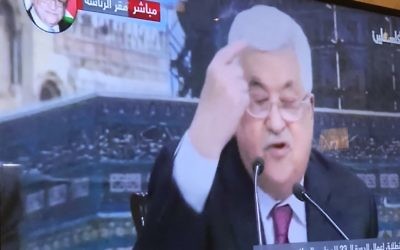 Mahmoud Abbas giving his controversial speech
