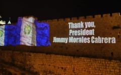 The walls of the Old City of Jerusalem have a thank you message to Guatemala's president projected onto them, as the central American country moves its Embassy