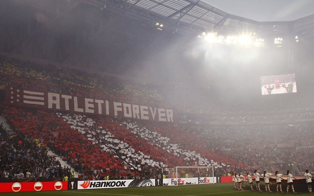 Atletico Madrid fans in Lyon during the Europa League final
