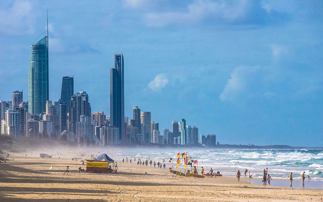 Gold Coast beach and skyline, Queensland.