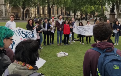 Young London Jews say Kaddish for Gaza in Parliament Square.  Credit: Israel Advocacy Movement video on Youtube